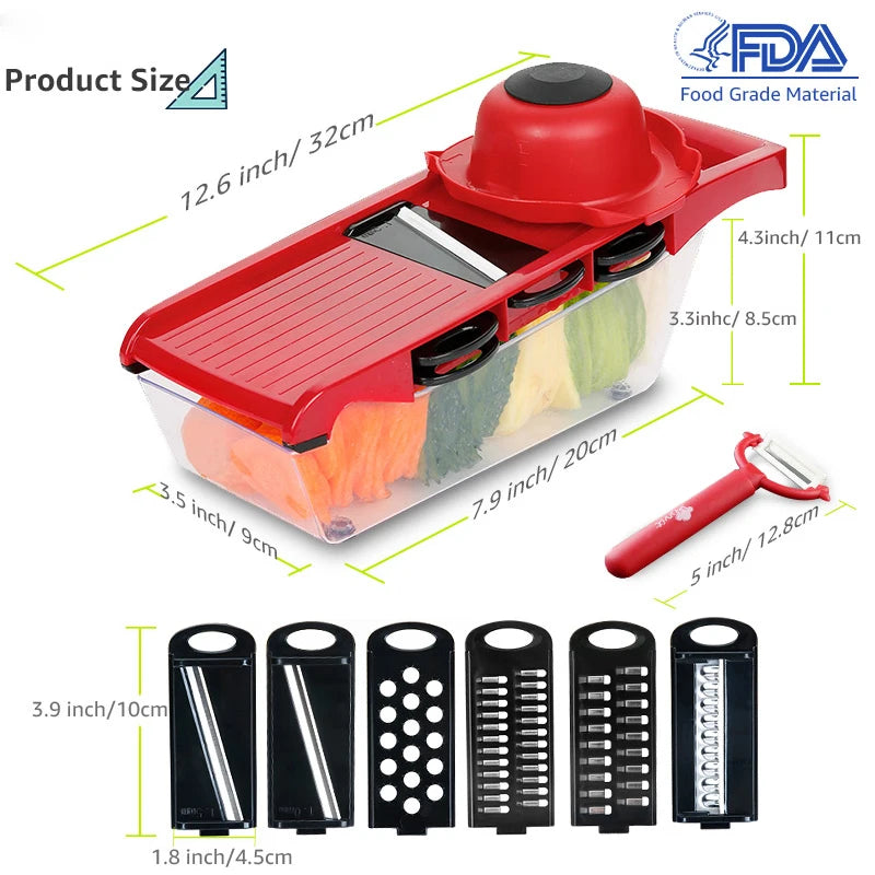 Myvit 5-in-1 Vegetable Cutter & Slicer – Sharp Steel Blades for Effortless Prep