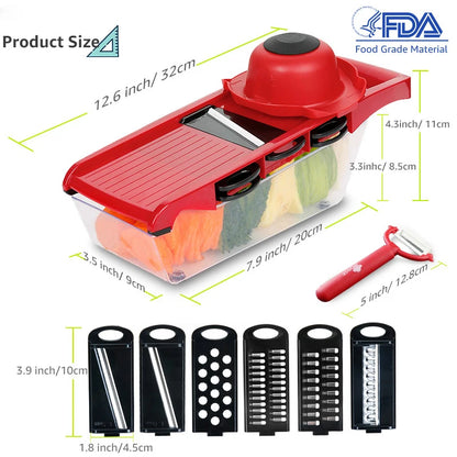 Myvit 5-in-1 Vegetable Cutter & Slicer – Sharp Steel Blades for Effortless Prep