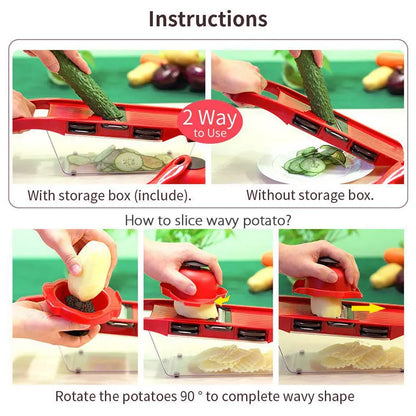 Myvit 5-in-1 Vegetable Cutter & Slicer – Sharp Steel Blades for Effortless Prep