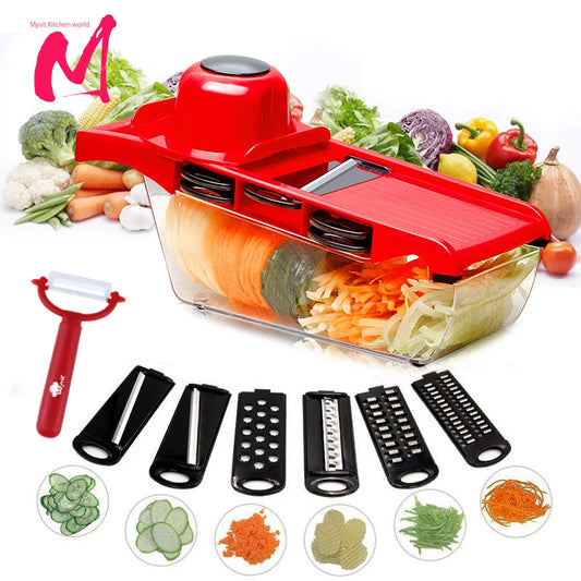Myvit 5-in-1 Vegetable Cutter & Slicer – Sharp Steel Blades for Effortless Prep