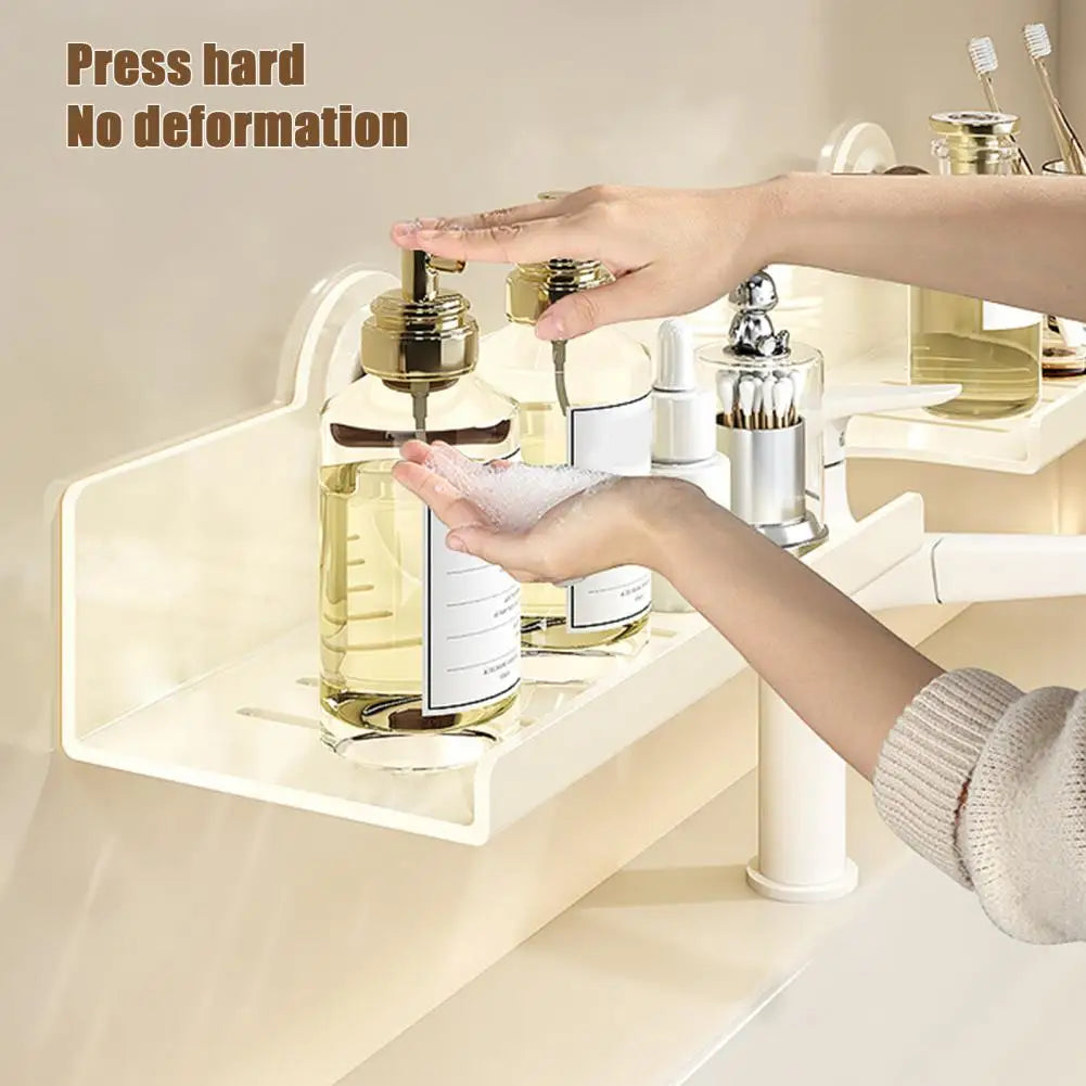Punch-Free U-Shaped Bathroom Rack – Over-Sink Floating Shelf Organizer