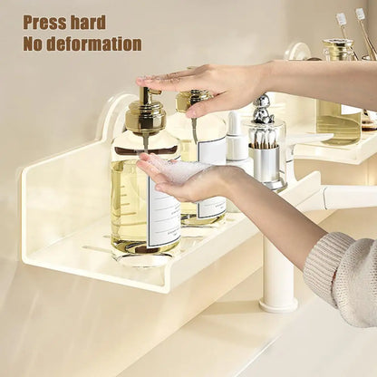 Punch-Free U-Shaped Bathroom Rack – Over-Sink Floating Shelf Organizer
