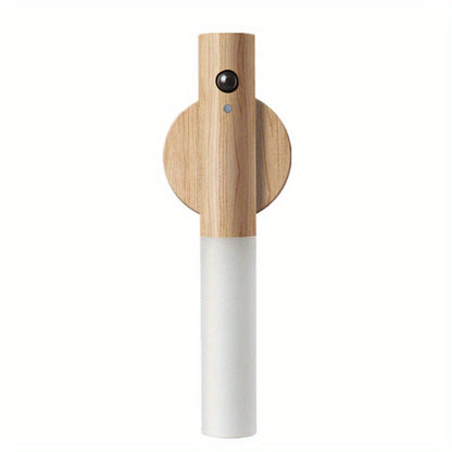 Smart Magnetic Wood LED Night Light – Rechargeable Auto PIR Motion Sensor for Kitchen Cabinets & More