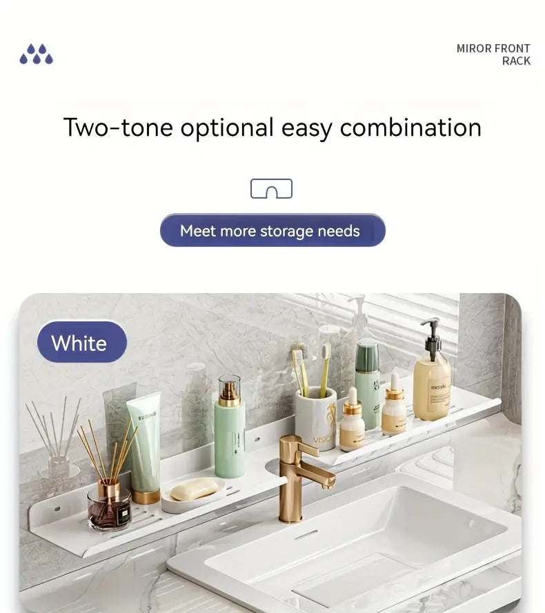 Punch-Free U-Shaped Bathroom Rack – Over-Sink Floating Shelf Organizer