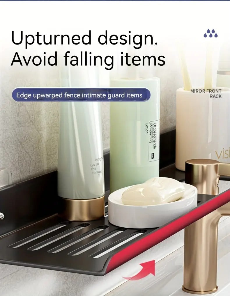 Punch-Free U-Shaped Bathroom Rack – Over-Sink Floating Shelf Organizer