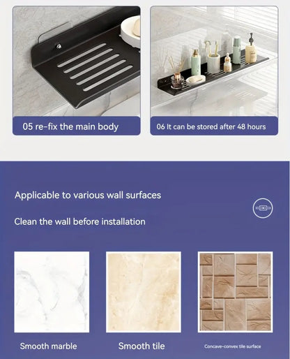 Punch-Free U-Shaped Bathroom Rack – Over-Sink Floating Shelf Organizer